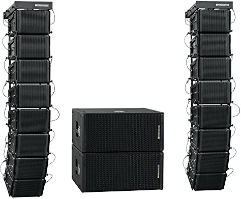 Pronomic V-Array Club Set - PA Activo 1680W RMS - para 300 oyentes - 2 subwoofers con 2 Altavoces 10 - 16 Altavoces Principales con 4 y Tweeter.