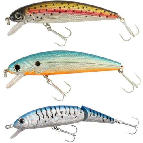 Abu Garcia Tormentor Minnow Crankbait Wobbler – 3-pack – dykning vane hardbait wobbler – öring, abborre, lax, gädda, gös