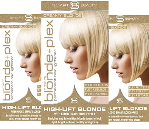 Creamy Blonde Hair Dye with added Plex Hair Care Conditioner, Permanent Hair Colour with Natural Creamy Toner for Blonde Hair, Vegan Hair Dye, Cruelty-Free - Smart Beauty Hair Colour (Pack of 3)