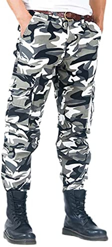 XianXinXn Camuflaje Pantalones para Hombres Militar Carga Táctica Pantalones Tactical Trabajo Ejército Entrenamiento Camo Combate Hombre Ropa Talla Grande Pantalones Hombres Camuflaje Blanco 3XL