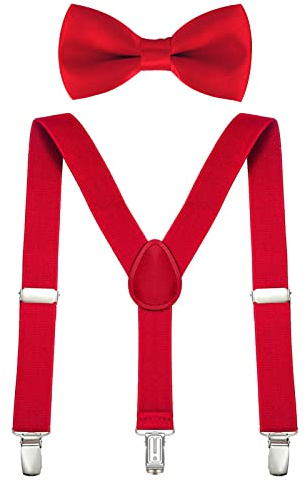 Juego de Tirantes y Pajarita para Niño Elásticos y Ajustables en Negro