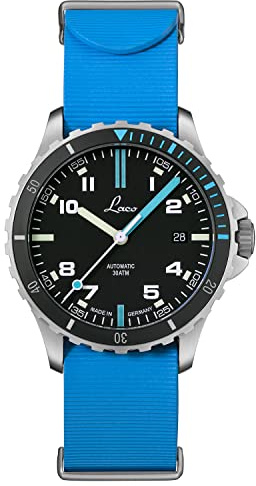 Laco Scorpion Sports Watch, Automatic Watch, Stainless Steel Case, Sapphire Glass, Waterproof, Made in Germany, Atlantic 39 Rb, Strap.