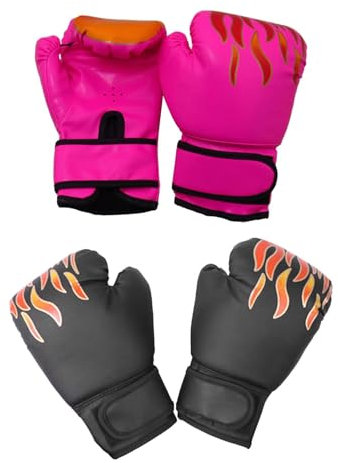 kowaku 2 Paar Boxhandschuhe für Kinder, Boxhandschuhe, Trainingsboxhandschuhe für das Fitnessstudio zu Hause, Rosa und Schwarz