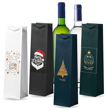 12x XXL Flaschentüten Geschenktüten Bottle Bag Flaschen Weihnachten Weihnachtstüte Geschenktaschen für Weintragetasche & Weintüte & Weihnachtstaschen