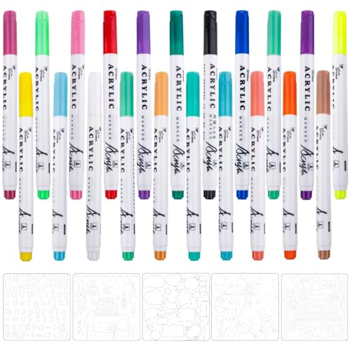 ZIGefofo Acrylstifte für Steine Wasserfest 24 Stifte Porzellanstifte Bemalen Set Glasmalstifte Keramikstifte Acrylmarker für Basteln Kinder Stein Bemalen Glas Holz Keramik Leinwand Ostereier