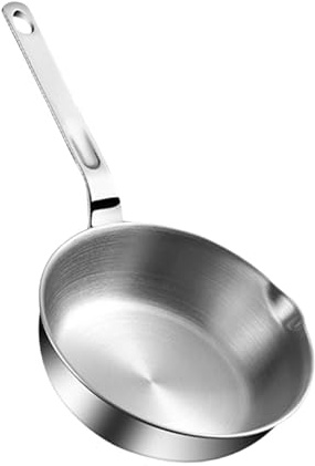 JISADER Sartén de Acero Inoxidable para freír Huevos, Calentador de Aceite, sin Revestimiento, Mango Anti-escaldaduras, Olla para derretir, 12cm