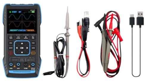 Rtyweth 2C53T - Osciloscopio de mano mejorado, ancho de banda de 10 MHz, osciloscopio digital 3 en 1 canales S, generador de 50 MSa/s, 2 multímetros DDS