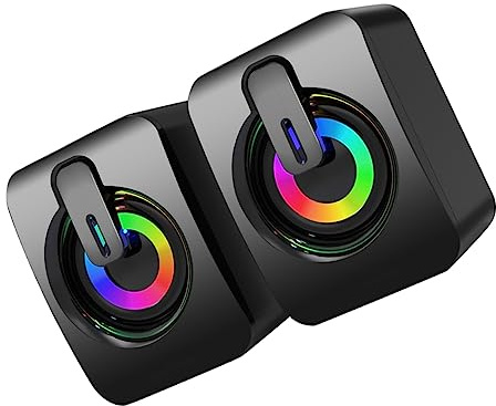Holibanna 1paio Altoparlanti Gaming Wired Subwoofer USB Casse Acustiche RGB per Computer e Laptop Compatibili Dispositivi Design Elegante e Volume