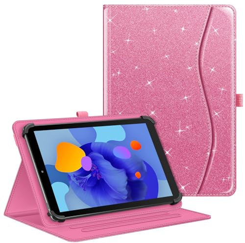 Fintie Tablet Universal Hülle für 11 Zoll DOOGEE U11/U11 Pro/Blackview Tab90/TABWEE 11/Whitedeer/HotLight/Ainmel 10 Zoll, Multi-Winkel Hülle Universal für 9-11 Tablet, Glitzer Rosa