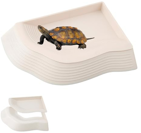 QINGYIWL Abreuvoir Tortue Terrestre, Baignoire pour Reptiles avec Rampe, Bol à Eau pour Petites Tortues, Lézard, Amphibien et Autres Petits Reptiles (27.4×19.7×2.7cm)