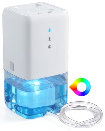 Mini Dehumidifiers for Home, 1100ml Water Tank with Auto Shut-Off, Auto Defrost and drain hose, Quiet and Energy-Saving Portable Room Dehumidifier for Bedroom, Bathroom, Closet, RV, Basement