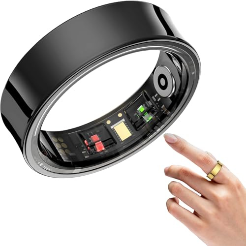 Korons Smart Ring, Anello for La Salute Con Ip68 Impermeabile, Leggero E Confortevole, Compatibile Con Android E Ios, Dispositivo Indossabile, Contapassi E Monitoraggio Della Distanza(Black,#10)