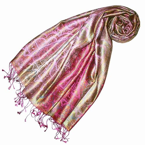 Lorenzo Cana Lyxig pashmina dam – halsduk näsduk jacquard vävd 100 % siden paisley mönster sidenhalsduk pastellfärger 78655, pastellfärger
