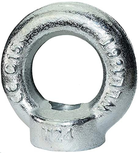 AERZETIX - C45447 - écrou annulaire - anneau/bague/de levage à oeil M24 - en acier zingué 5.8 - filetage femelle - oeillet de grue - bricolage - couleur argent