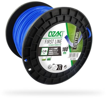 OZAKI - Bobine Fil Nylon Carré - Longueur 180m - Ø 2,40mm - Matières Vierges - Haute Durabilité - Excellente Tenue À L'Œillet