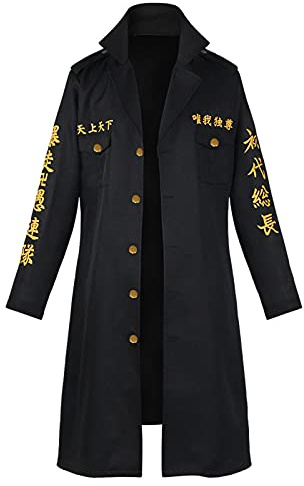 Fancyland Mikey Tokyo Revengers Cosplay Broderie à la Main Costume Veste Chemise Pantalon Ceinture Set Halloween Uniforme (Noir Mikey Veste, M)