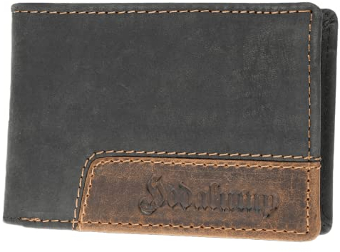 hodalump Echt-Leder Geldbörse • Geldbeutel für Damen und Herren mit RFID-Schutz • Portmonee mit Münzfach in Schwarz-Braun