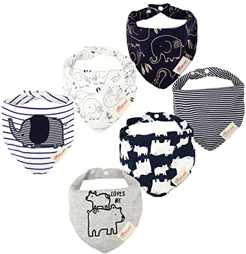 Yafane 6 Bavaglino Neonato Cotone Bavaglini Neonata Bandana Bavaglino Pappa Bambino Drool Panno Per Ruttino Ultra Assorbenti da 0 a 24 Mesi (Multicolor 01)