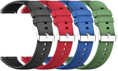 SKHAOVS 4 Piezas Correa de Reloj de Silicona, Repuesto Universal para Reloj Inteligente, Liberación Rápida, 20mm, para Hombres y Mujeres