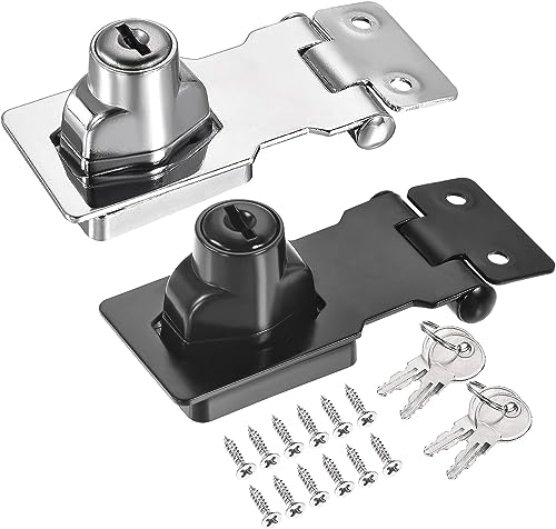 2 cerraduras con cerradura, 2,5 pulgadas, de zinc, con cerradura, cerraduras, cerraduras, para puertas, armarios, cajones de madera, cajón, muebles, color plateado y negro