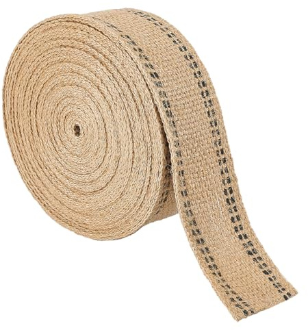 BENECREAT 38 meter jute, vävbandrulle, naturlig jute, säckväv, band med svart linje, 50 mm bred klädsel, väv, jute för sömnad, gör-det-själv heminredning, presentförpackning, brun