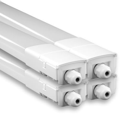 LUXULA 4x LED Feuchtraumleuchte 120 cm, 32W 3680lm, 115lm/W, durchschleifbar, Fast Connector, robuste Wannenleuchte für Garage Keller Werkstatt, gleichmäßige Ausleuchtung, einfache Montage