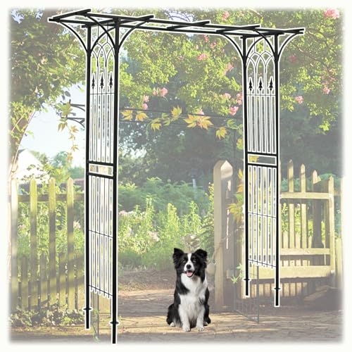 205cm*210cm Rosenbogen | Gartenbogen | Torbogen Rankgitter Aus Metall Mit Verzierungen | Rostfrei Laubengang | Wetterbeständig Rankhilfe Spalier