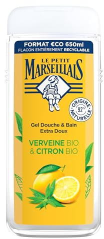 Le Petit Marseillais Extra weiches Duschgel Eisenkraut & Bio-Zitrone (650 ml) – spendet Feuchtigkeit und erfrischt, pH-neutral, ohne Farbstoffe und 92% natürlichen Ursprungs – Flasche 100%