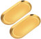 2 Stück Gold Edelstahl Tablett Kleine Ovale Tablett Dekotablett Gold Schmuckschale Oval Ablageschale für Schmuck Dessert Obst Kerzen (17,5 x 8,5 cm)