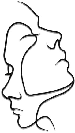 Linee facciali minimaliste Decorazione da parete in metallo, astratto volto umano singolo L-ine Art Hanging ornamento Silhouette Wall Art, sculture da parete moderne per camera da letto, soggiorno,