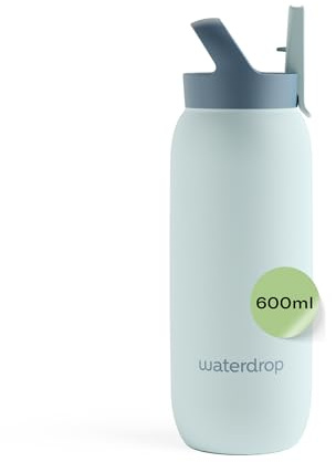 waterdrop® All Purpose Thermosflasche 600ml – Trinkflasche mit Strohhalm – isolierte Edelstahl, 24h kalt - 6h heiß – auslaufsicher & bruchsicher – Thermobecher BPA Frei