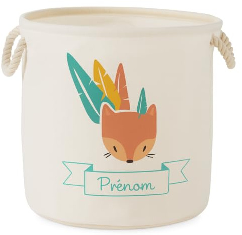 Sac à Jouets Personnalisé – Grand Panier de Rangement 50L en Coton – Ajoutez un Prénom & un Motif Animal – Idéal pour Chambre d’Enfant & Stockage Jouets