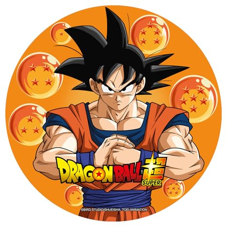 Dekora, Disque Azyme Comestible Dragon Ball, Décoration pour Gâteau d'Anniversaire Enfant, Décoration de Gâteau et Desserts, Rond Cake Topper Ø 20 cm