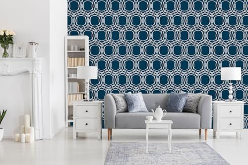 Glücksvilla - Papier peint design autocollant (240 x 300 cm l x H) – Div. dimensions – Papier peint non tissé – Décoration murale moderne – Motif 05 cercles – Couleur 22 Blueberry – Abstrait