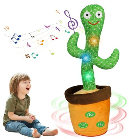MeHoo Cactus Che Balla e Ripete con Funzione di Controllo Del Volume, Bambola di Peluche Leggera Ripetere ciò Che Si dice Baby Incoraggiare la Parola Giocattoli Regali e Decorazione Della Casa