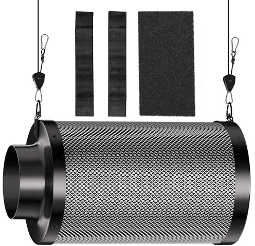 Hon&Guan Aktivt kolfilter 150 mm med lätt karbon, 300 mm lång, 38 mm tjock kol för luktkontroll, luktborttagning lufttvätt för rörfläkt, odlingstält hydrokulturer, odlingstält