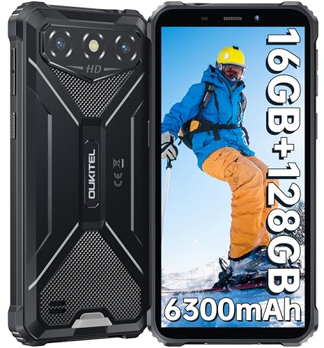 OUKITEL G3 Outdoor Handy - 16GB+128GB(1TB) 6300mAh Akk Outdoor Smartphone Ohne Vertrag 6,0 Zoll Corning Glas 5 Bildschirm 13MP+5MP Kamera IP68/69K Wasserdicht baustellenhandy Dual SIM/OTG/GPS/Face ID