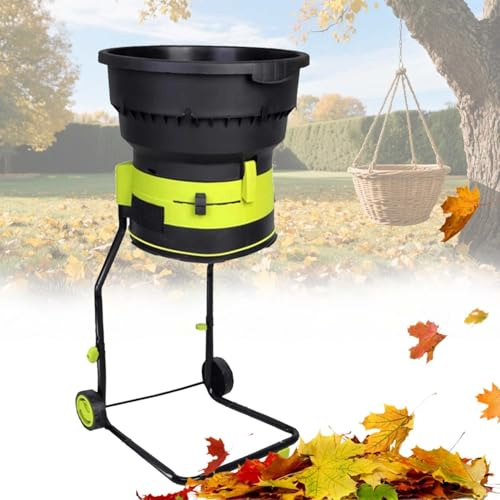 LYNNEYING Biotrituratore Elettrico, Tritafoglie per Rifiuti Giardino con Riduzione 17:1, Tramoggia Larga 54 Cm, Senza Lame, con Sacco Durevole, per Pulizia e Compostaggio Erba Tagliata(Powercord*20m)
