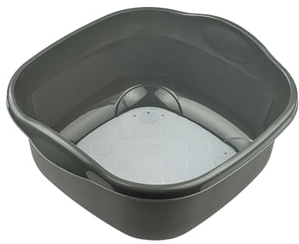 Addis Twin Material Washing Up Bowl – 8.5 litre Durable Plastic with Soft-Touch Rubber Base & Rim – Non-Slip, Stylish Graphite & Grey – Ideal for Kitchen Sink & Utility Use