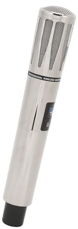 Eminchu Microfono Dinamico con Ricevitore, Microfonico UHF a 4, Microfonico per Performance Live Karaoke con Ricevitore a Canale, Ideale per Performance Karaoke (SILVER)