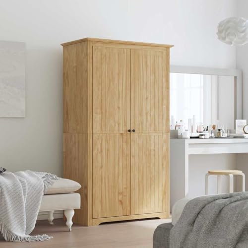 Faucqir BODO Armario de madera marrón miel, 53,5 x 99 x 173 cm, armario moderno con barra para colgar y estantes, armario sencillo para dormitorio