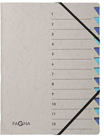 Pagna 44312-02 Ordnungsmappe 12 Fächer Easy Grey 1-12 blau