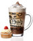 6 bicchieri da Latte Macchiato 300 ml e 6 cucchiaini in acciaio inox (gratis) con stampa di caffè