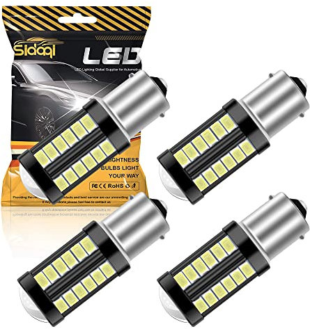 Sidaqi 1156 BA15S P21W Lampadina a LED 5630 33 SMD Bianco 900LM sostituire per Luce di retromarcia freno posizione antinebbia posteriore Fanale parcheggio RV 12-30 V 3,6 W (4 pezzi)