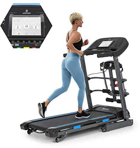 Capital Sports Pacemaker F120 - Cinta de correr electrica Ergometrica, Motor 2HP, 4P-AntiShock Suspension, Maquina de correr Lubrication System, LowNoise-FX Drive, AUX, USB, SD, Estacion masaje, Negro