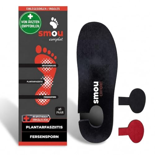 Plantillas fascitis plantar SMOU Complet – Alivio Dolor Talón, Espolón Calcáneo y Metatarsalgia – Soporte Arco Plantar & Corrección Pisada – Plantilla Ortopédica Hombre y Mujer Uso Diario