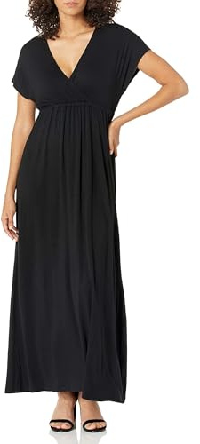 Amazon Essentials Robe Longue cintrée (Disponible en Grande Taille) Femme, Noir, L
