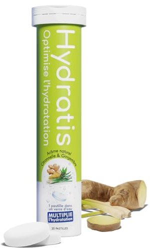 HYDRATIS - Pastilles Hydratation Electrolytes - Citronnelle/Gingembre - Améliore l'Hydratation et Favorise l'Énergie - Formule Isotonique - Sport, Récupération, Bien-être - 1 tube (20 Pastilles)