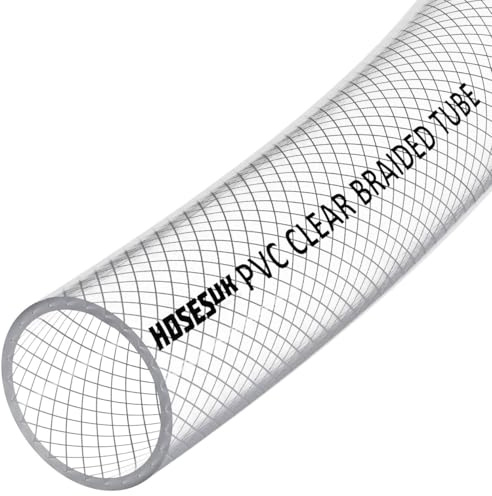 Flexibel plastslang för luft, vatten, olja, gas, mat, transparent PVC, förstärkt flätad innerdiameter 25 mm 5 meter