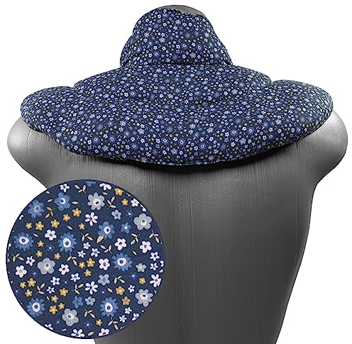 Nackenhörnchen mit Stehkragen Bio-Stoff Blümchen-blau - Kirschkernkissen| Nackenkissen Körnerkissen Wärmekissen - Ein sehr wohliger Nackenwärmer